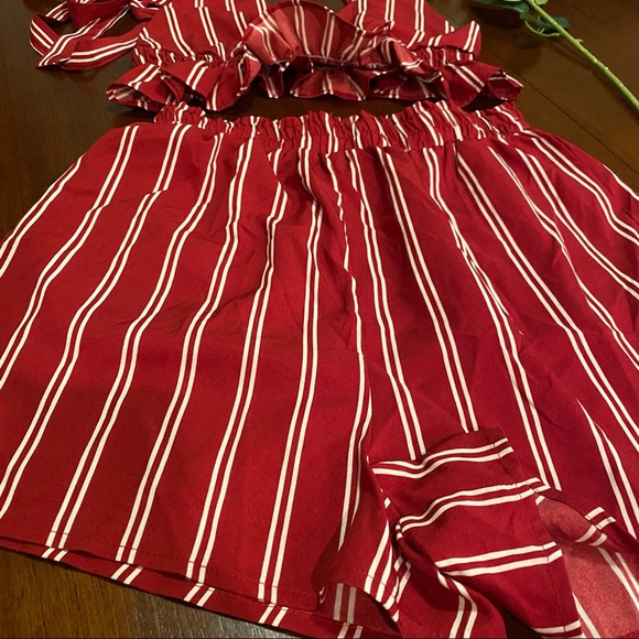 COPY - SHEIN red striped shorts set size M, NWOT 🤎 - Picture 6 of 15